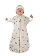 MimiNu, Soft, Teddy, komplet: śpiworek + czapeczka, listki, TOG 0.5, 0-3 m