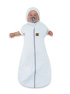 MimiNu, Soft, Teddy, otulaczek, śpiworek z czapeczką, 2w1, baby blue, TOG 0.5, 0-3 m