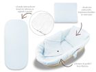 MimiNu, Soft, zestaw: ochraniacz do gondoli i kosza Mojżesza, materac, poduszka, baby blue, 0-6m