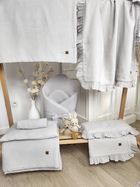 MimiNu, zestaw z falbanką, kocyk 60-70 cm, muślin, szary