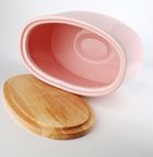 Mondex, chlebak ceramiczny z deską bambusową, 18-31-19 cm, różowy mondex