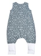 Motherhood, bawełniany śpiworek ocieplany, z nogawkami, TOG 2, niebieskie listki, 12-18m