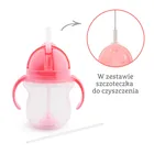 Munchkin, kubek niekapek ze słomką, różowy, 207 ml