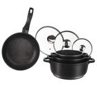 Orion, Grande, garnki granitowe, patelnia, zestaw