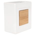 Orion, kubek łazienkowy, dolomitowy, bambusowy, biały