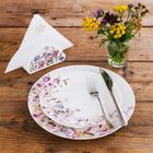 Orion, Louka, talerz obiadowy płytki, porcelanowy, biały, kwiaty, 27 cm