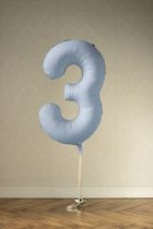 PartyDeco, balon foliowy, cyfra 3, Mglisty, niebieski, 86 cm