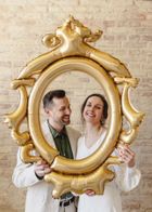 PartyDeco, balon foliowy, ramka, złota, 78-95 cm