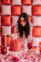 PartyDeco, okulary serduszka z płomieniami, czerwone