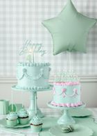 PartyDeco, topper akrylowy na tort, Happy Birthday, zieleń, 16.5 cm