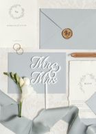 PartyDeco, topper akrylowy na tort, Mr & Mrs, biały, 16.5 cm