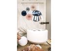 PartyDeco, topper, dekoracja na tort urodzinowy, girlanda flagietkowa, szara, 20 cm