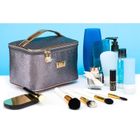 Peterson, kosmetyczka kuferek, brokatowa, szara