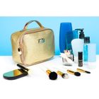 Peterson, kosmetyczka z uchwytem, brokatowa, złota