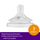 Philips Avent, Natural, smoczek responsywny, 3 różne przepływy: średni, szybki, bardzo szybki, 3 szt.