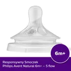 Philips Avent, Responsywne Smoczki Natural, smoczek do butelki, 6m+, 2 szt.