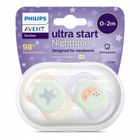 Philips Avent, Ultra Start Nighttime, smoczek uspokajający, 0-2m, 2 szt.