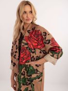Płaszcz damski, brązowy, Italy Moda