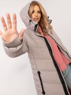 Płaszcz damski z kapturem, beżowy, Sublevel