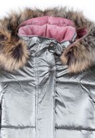 Płaszcz dziewczęcy z kapturem, srebrny, Lenne