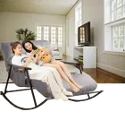 Podwójny fotel bujany z czarną metalową podstawą, szary