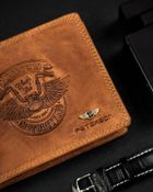 Portfel, brązowy, skórzany, Peterson