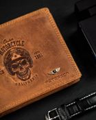 Portfel, brązowy, skórzany, Peterson