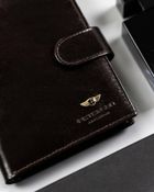 Portfel, ciemnobrązowy, skórzany, Peterson