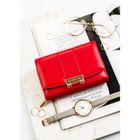 Portfel, czerwony, skóra ekologiczna, Peterson