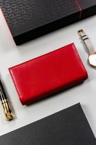 Portfel, czerwony, skórzany, RFID, Peterson