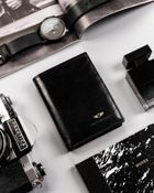 Portfel na karty, czarny, skórzany, RFID, Peterson