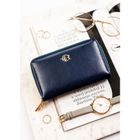 Portfel-piórnik, granatowy, skóra ekologiczna, Rovicky