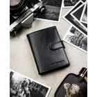 Portfel z brelokiem, czarny, skórzany, Peterson