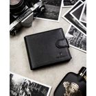 Portfel z brelokiem, czarny, skórzany, Peterson