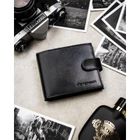 Portfel z brelokiem, czarny, skórzany, Peterson