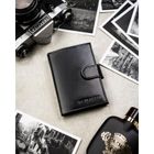 Portfel z brelokiem, czarny, skórzany, Peterson