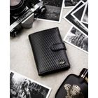 Portfel z brelokiem, czarny, skórzany, Peterson