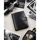 Portfel z brelokiem, czarny, skórzany, Peterson