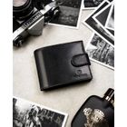 Portfel z brelokiem, czarny, skórzany, Peterson