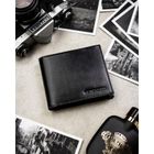 Portfel z brelokiem, czarny, skórzany, Peterson