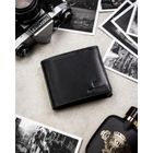 Portfel z brelokiem, czarny, skórzany, Peterson