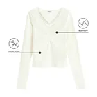 Prążkowana bluzka ecru z koronką NOWEAR