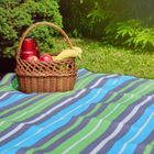 Promis, koc piknikowy, paski zielone, 150-200 cm