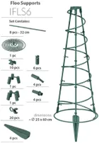 Prosperplast, Floo Supports, podpora do roślin, stożkowa, zielony leśny, 25-60 cm
