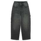 Regulowane grafitowe jeansy unisex o kroju super baggy NOWEAR