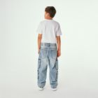 Regulowane jasnoniebieskie jeansy z przetarciami wide leg cargo Cool Club