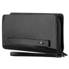 Saszetka do ręki, czarna, skóra ekologiczna, Rovicky