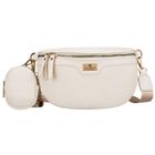 Saszetka na biodro, nerka, jasnobeżowa, skóra ekologiczna, Peterson