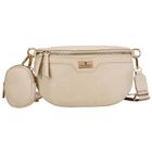 Saszetka na biodro, nerka, jasnobeżowa, skóra ekologiczna, Peterson