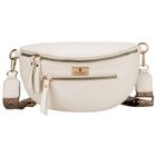 Saszetka na biodro, nerka, jasnobeżowa, skóra ekologiczna, Peterson